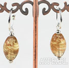 Wholesale Cute style horse eye shape champagne colored glaze earrings