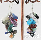 6-7mm cluster style multi color gemstone chips earrings