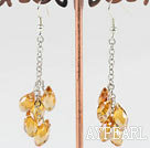 Wholesale dangling style drop shape light yellow manmade crystal earrings