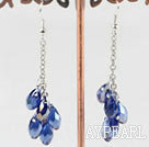 Wholesale dangling style drop shape dark blue manmade crystal earrings