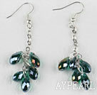 Wholesale dangling style drop shape dark green manmade crystal earrings