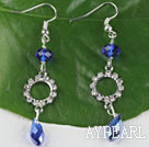 Wholesale lovely gem blue manmade crystal earrings with rhinestone