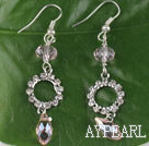 Wholesale lovely pink manmade crystal earrings with rhinestone