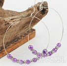 Fashion Large Diameter Amethyst Stone Hoop Earrings With Fish Hook