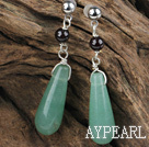 Fashion Round Garnet And Long Teardrop Aventurine Dangle Studs Earrings