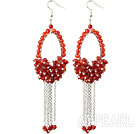 New Style Red Series Faceted Carnelian Tassel Fashion Earrings