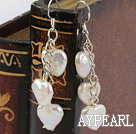 Dangle Style Heart Shape Rebirth Pearl Earrings with 925 Silver hooks
