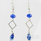 Simple Style Sapphire Color Crystal Dangle Earrings