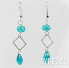 Simple Style Blue Turquoise Color Crystal Dangle Earrings