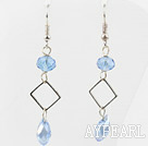 Simple Style Sky Blue Color Crystal Dangle Earrings