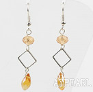 Simple Style Yellow Crystal Dangle Earrings