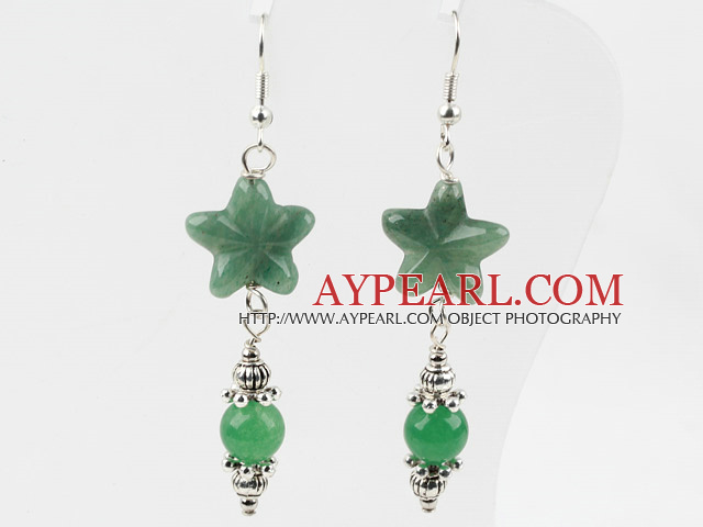 Starfish Shape Aventurine Dangle Earrings