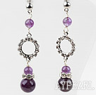 Dangle Style Amethyst Studs Earrings with rhinestone