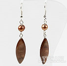 Simple Style Brpwn Freshwater Pearl Shell Earrings