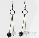 Wholesale Black Crystal and Rainbow Fluorite Flower Earrings