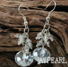 Simple Loop Chain Style Cluster Clear Crystal Ball Dangle Earrings With Fish Hook