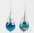 Classic Design Faceted Blue Agate Earrings