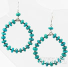 Turquoise and Silver Color Metal Beads Big Hoop Earrings