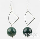 Simple Design 14Mm Round Indian Agate Ball Loop Dangle Earrings With Fish Hook
