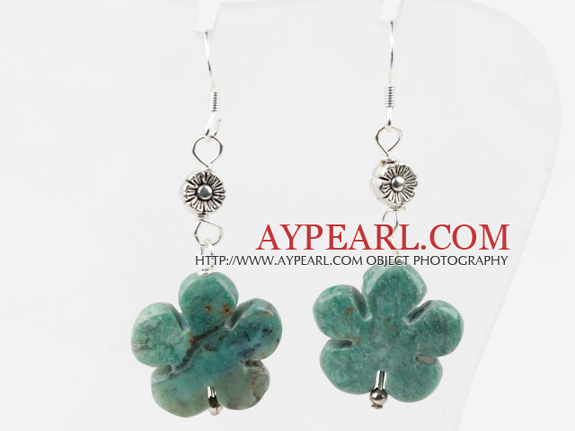 Lovely Africa Jade Flower Loop Dangle Earrings With Fish Hook
