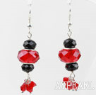 Lovely Black And Red Crystal Dangle Earrings With Fish Hook