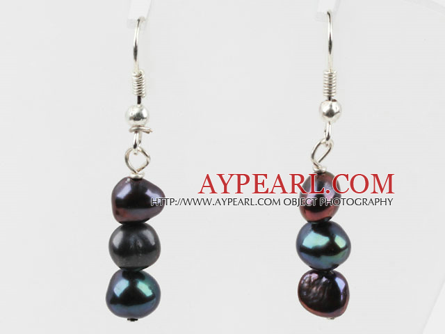 Simple Style Black Freshwater Pearl Beaded Earrings