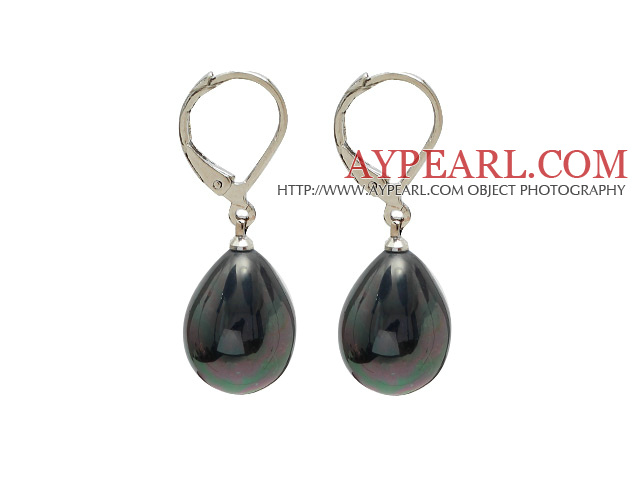 Classic Design Black with Colorful Drop Shape Seashell Earrings