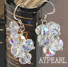 Lovely Cluster Style Sparkle White Crystal Dangle Earrings With Fish Hook