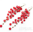 Wholesale New Design Red Coral Dangle Xmas Holiday Earrings