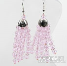 Fansy Style Pink Crystal Ball Tassel Earrings With Fish Hook