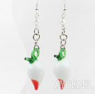 Wholesale Lovely Style Radish Shape White Colored Glaze Earrings