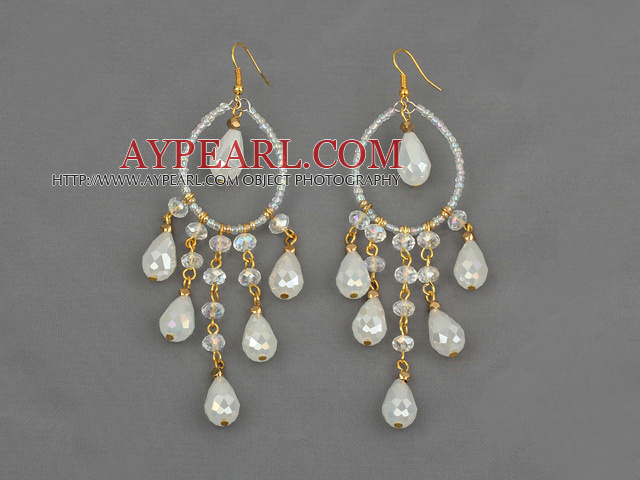 Assorted Drop Shape Opal Crystal Earrings
