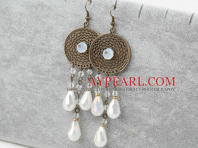 Assorted Opal Crystal Earrings with Bronze Accessories