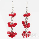 Wholesale Long Style Red Coral Dangle Earrings with Metal Chain