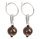 Wholesale Trendy Style Faceted Smoky Quartz Dangle Earrings with Big Loop Hook