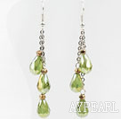 Dangle Style Drop Shape Yellow Green Crystal Earrings with Metal Chain