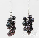 Dangle Style Black Freshwater Pearl Earrings