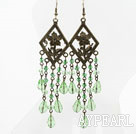 Vintage Style Light Green Crystal Long Earrings