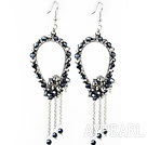 New Style Black Series Black and Gray Crystal Tassel Fashion Earrings