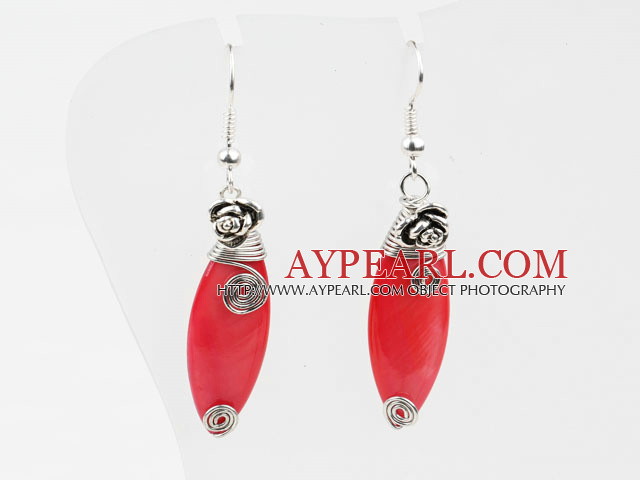 Simple Style Horse Eye Shape Watermelon Red Shell Earrings