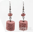Simple Style Brick Red Volcanic Stone Earrings
