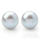 Classic Design 8-8.5mm Silver Gray Freshwater Pearl Studs Earrings