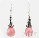 Drop Shape Faceted Watermelon Red Crystal Earrings