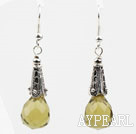 Drop Shape Faceted Lemon Green Crystal Earrings