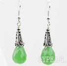 Drop Shape Faceted Grass Green Crystal Earrings
