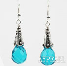 Drop Shape Faceted Lake Blue Crystal Earrings