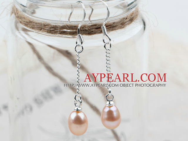 Classic Design Dangle Style Natural Purple Freshwater Pearl Bridal Earrings