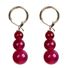 Beautiful Long Style Graduated Rose Red Agate Beads Dangle Earrings
