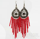 Immitation Red Coral Tassel Long Style Earrings
