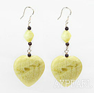 Wholesale Beautiful Round Garnet And Heart Shape Lemon Stone Dangle Earrings With Fish Hook